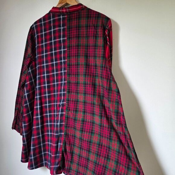 EUC J JILL PLAID BUTTON DOWN LONG LINE SHIRT / SHIRT DRESS SIZE LARGE - Picture 5 of 16